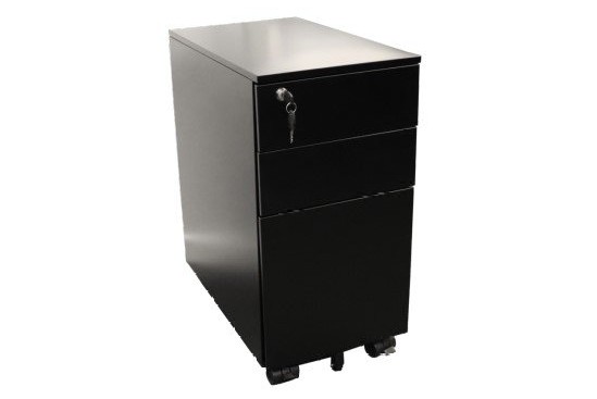 2 drawer 1 file slimline metal mobile pedestal black