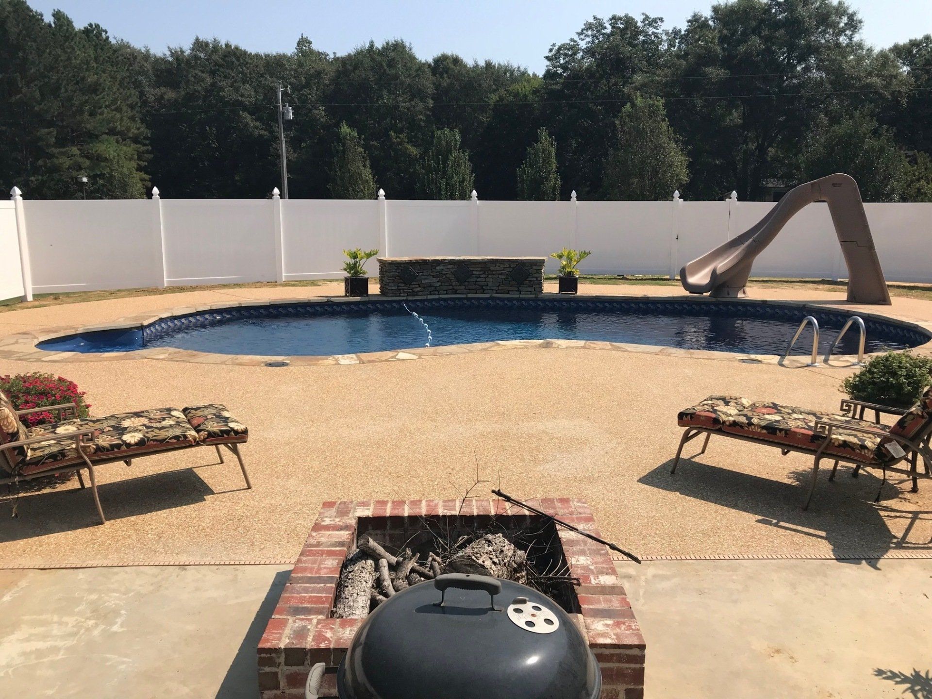 Swimming Pool White Wooden Fence — Columbus, MS — Columbus Fence Company