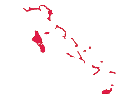 Outline of the Bahamas in red.