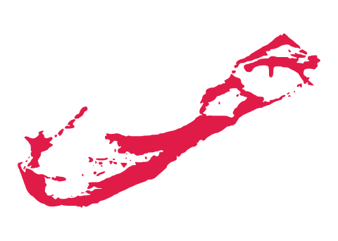 Red outline of Bermuda against a white background.