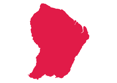 Red silhouette of French Guiana.