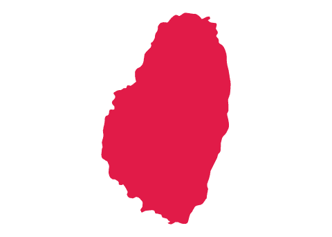 Red silhouette of the island of Saint Vincent against a white background.
