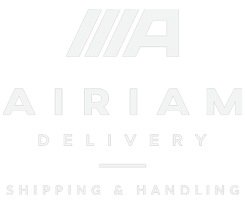 Logo for AIRIAM Delivery, shipping and handling, with a stylized 