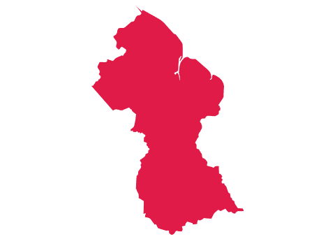 Red silhouette map of Guyana.