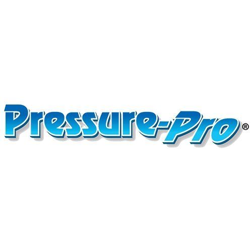 A blue pressure pro logo on a white background.