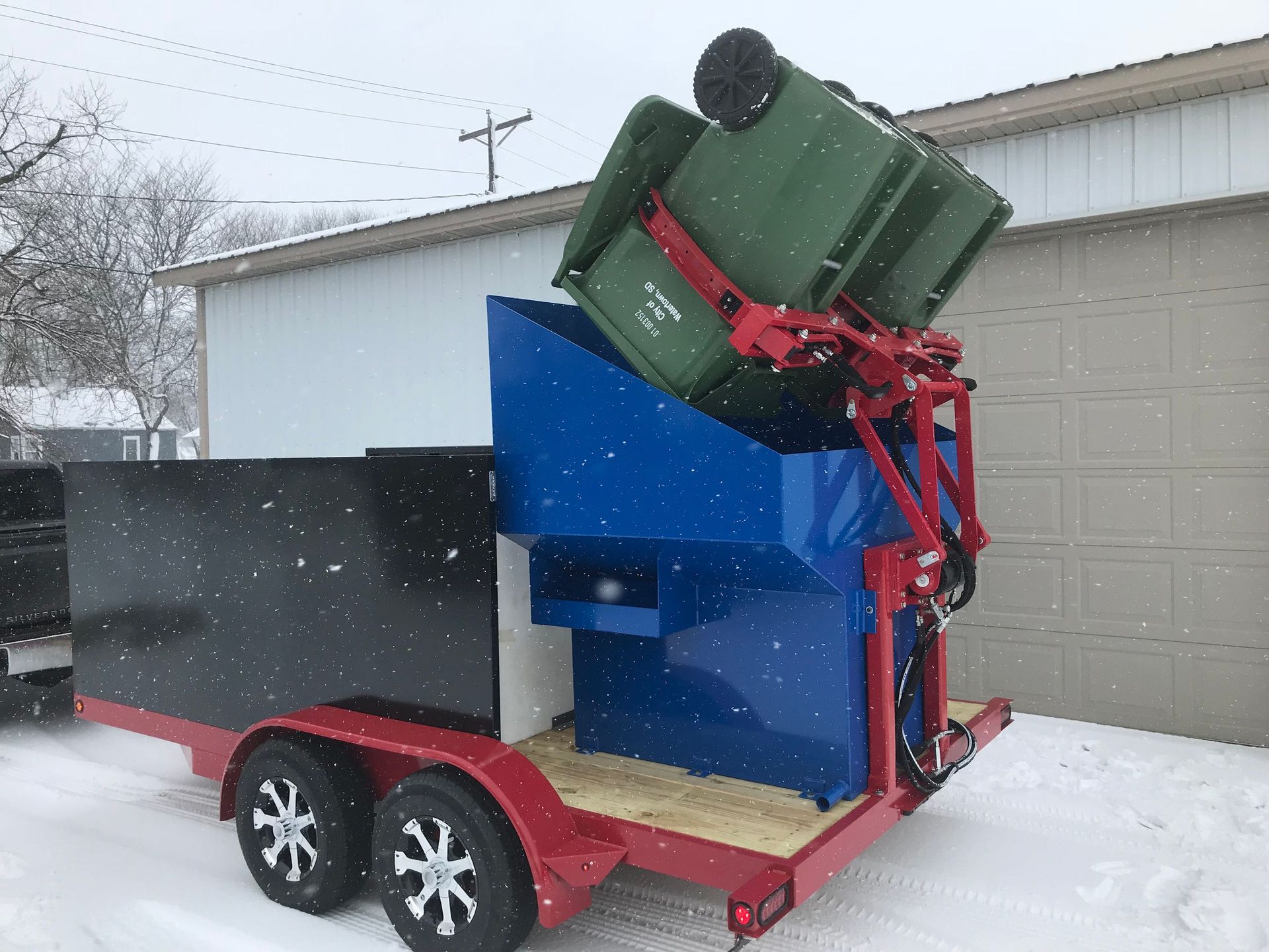 trash can cleaning trailer washing trash cans