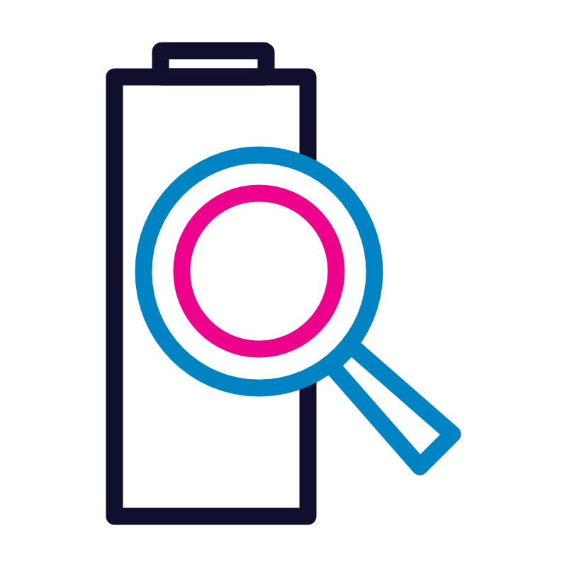 Monitor functional test, duration test, battery charge level and faults