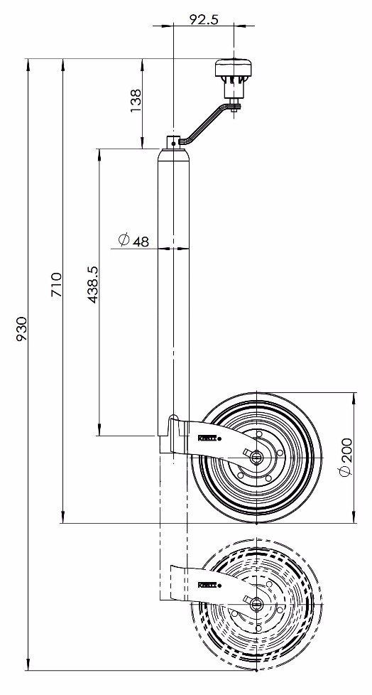 Jockey wheel high handle steel rim