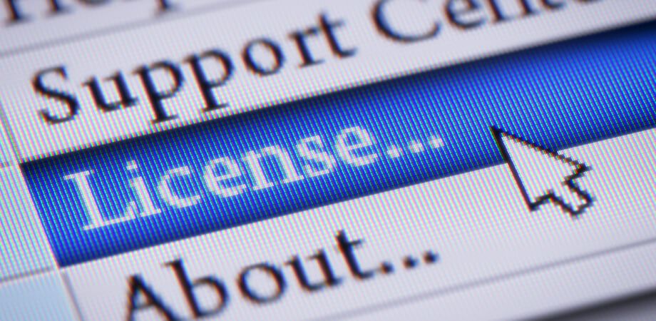 mouse cursor over website license button