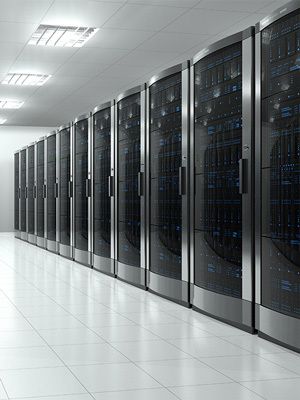 data center servers in a line