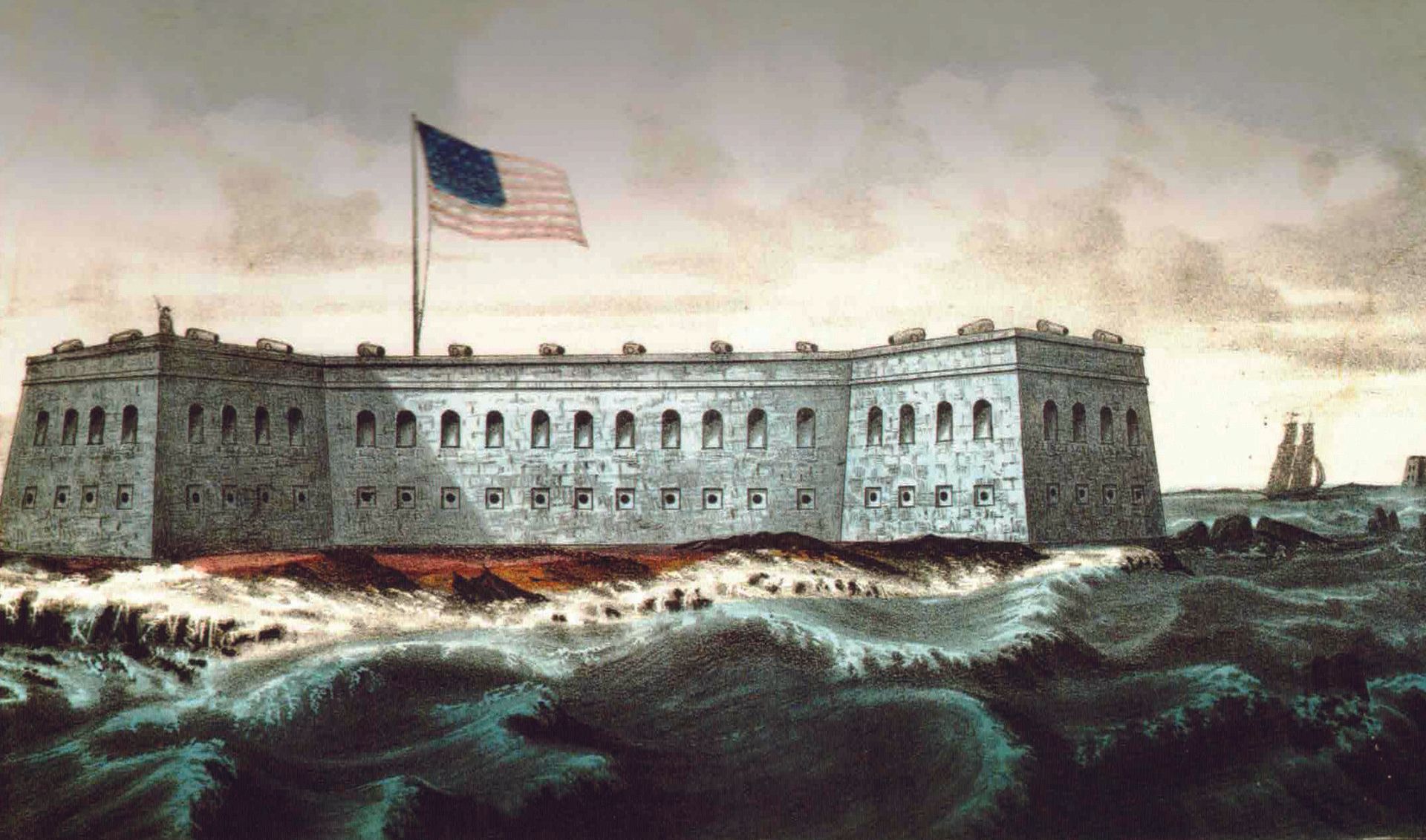 An artist's renditionof Fort Sumter, 1861 (Library of Congress)