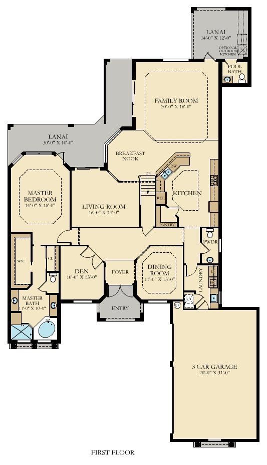 A floor plan of a house with a lot of rooms