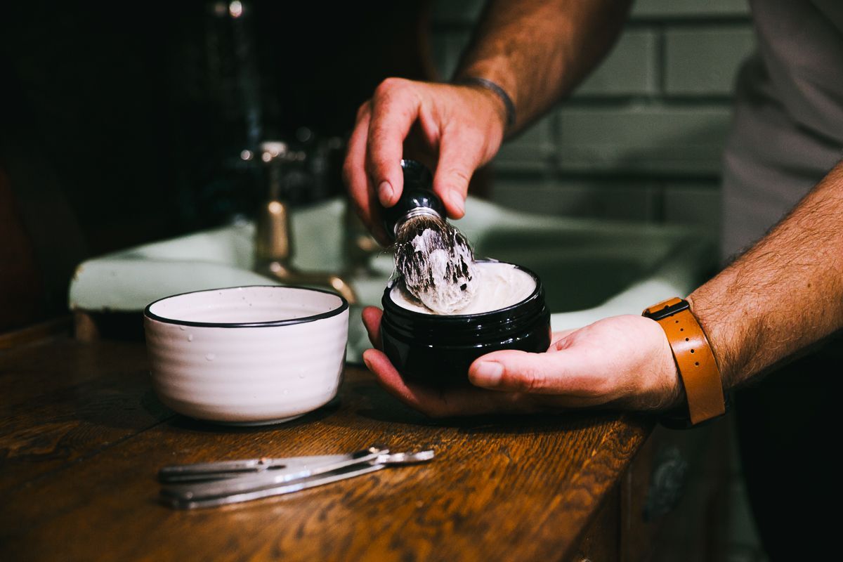 Preparing Shaving Cream — Bangalow Barber Shop in Bangalow NSW