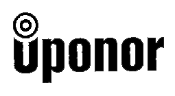 A black and white logo for uponor on a white background