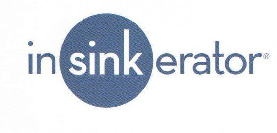 A blue and white logo for in sinkerator