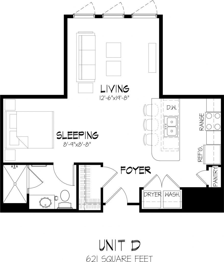 Unit D Studio Floor Plan | Varsity House