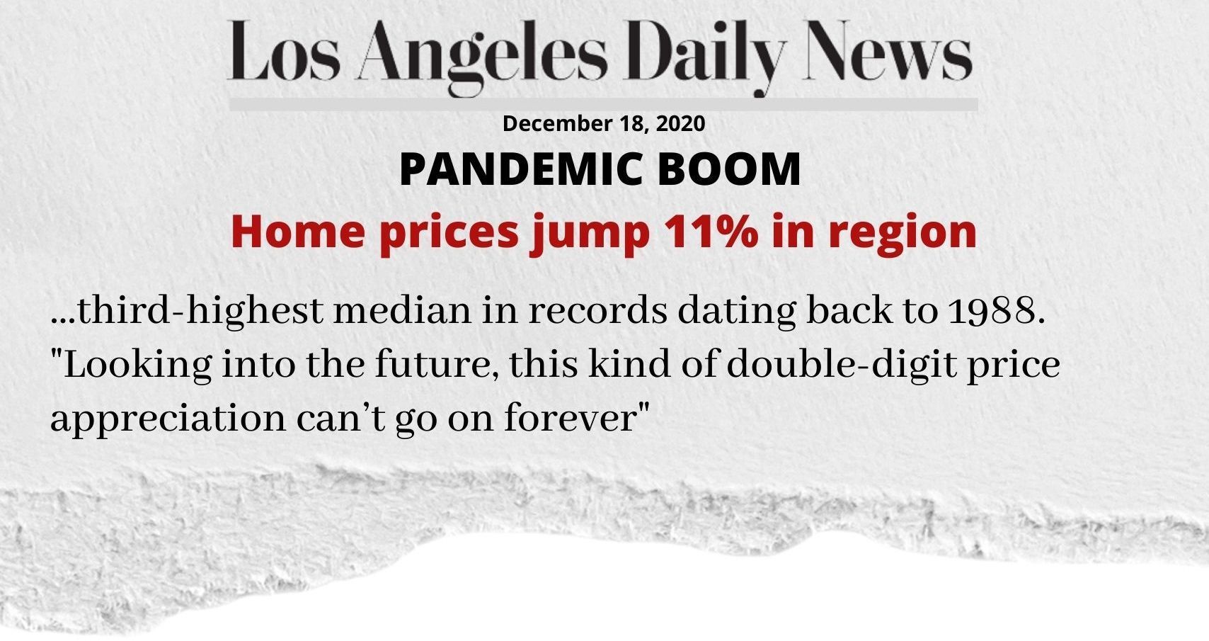 A los angeles daily news article about a pandemic boom