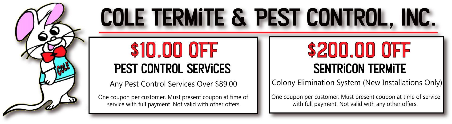 Online Coupon for Cole Termite & Pest Control Services