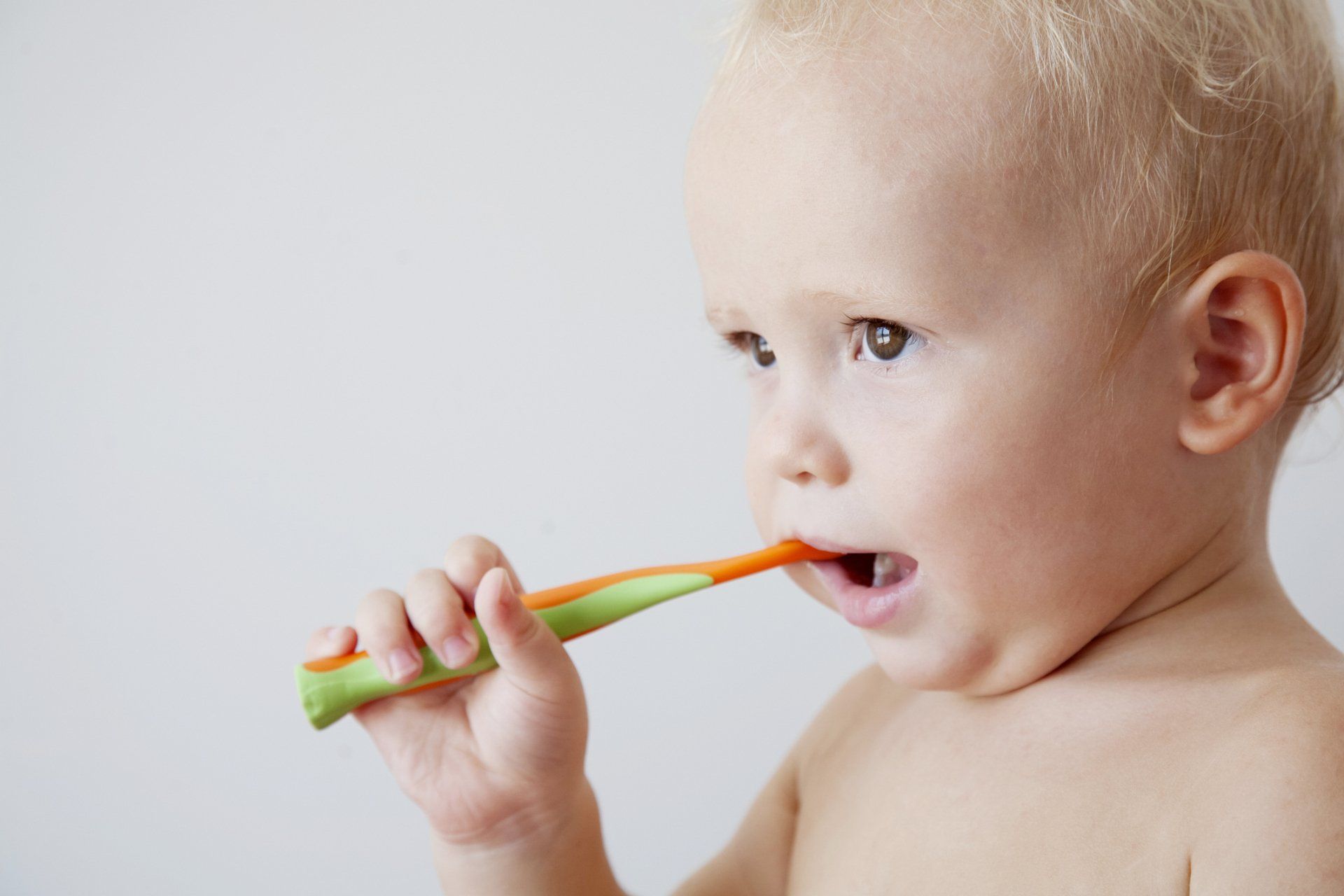 Small Kid Brushing His Teeth — Albuquerque, NM — Aragon Pediatric Dentistry