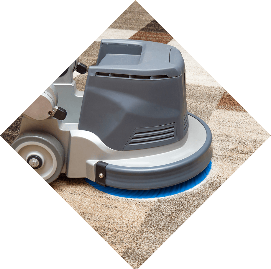 Carpet cleaned with bonnet buffing machine