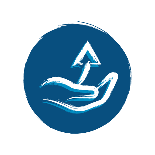 brush type hand with  arrow up icon