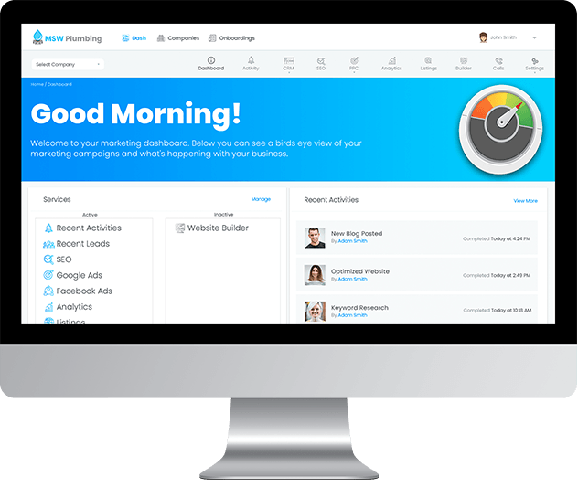This is what you dashboard looks like when you log-in. Fort Lauderdale Web Design & SEO Company dashboard
