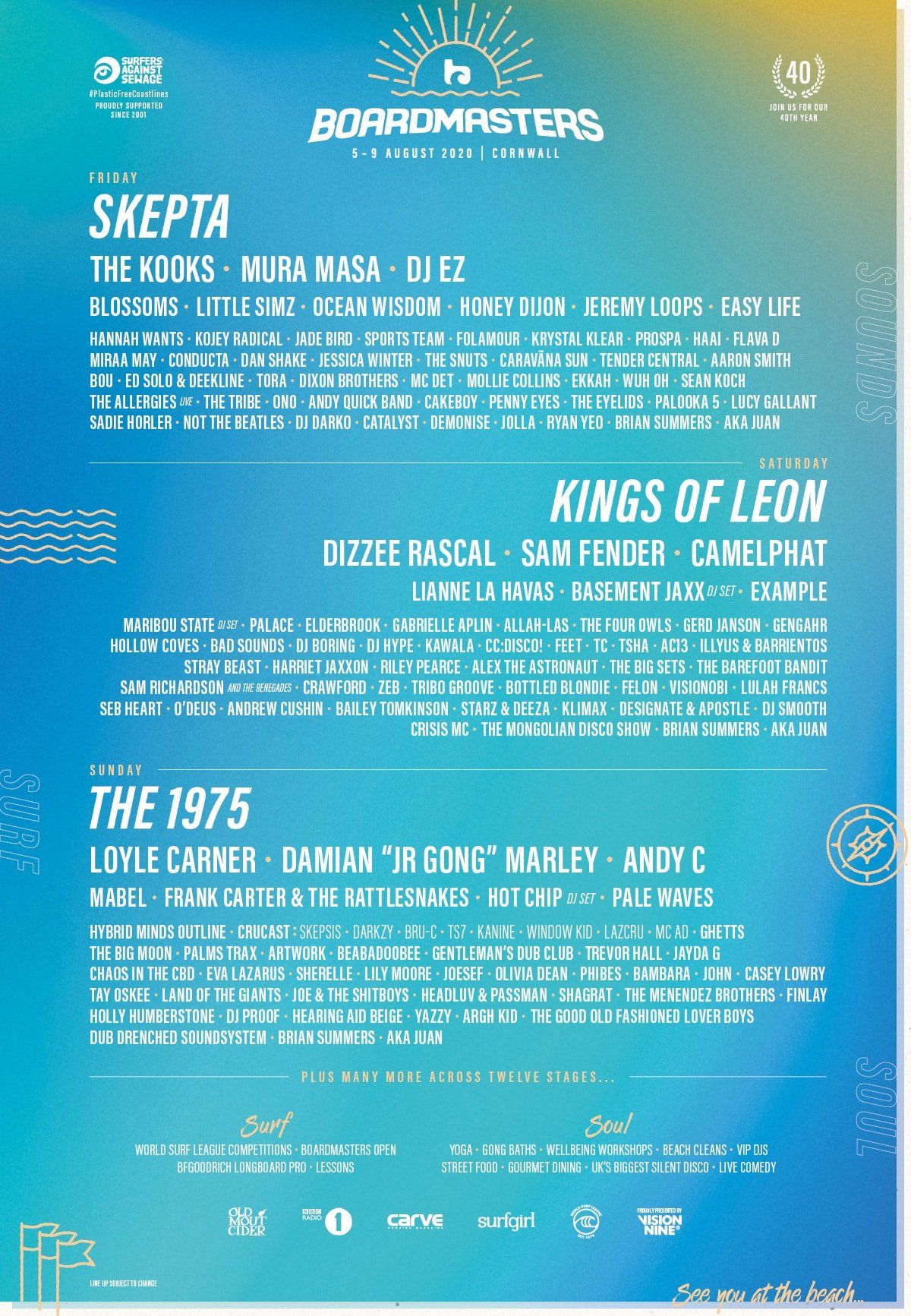 A poster for a music festival called boardmasters