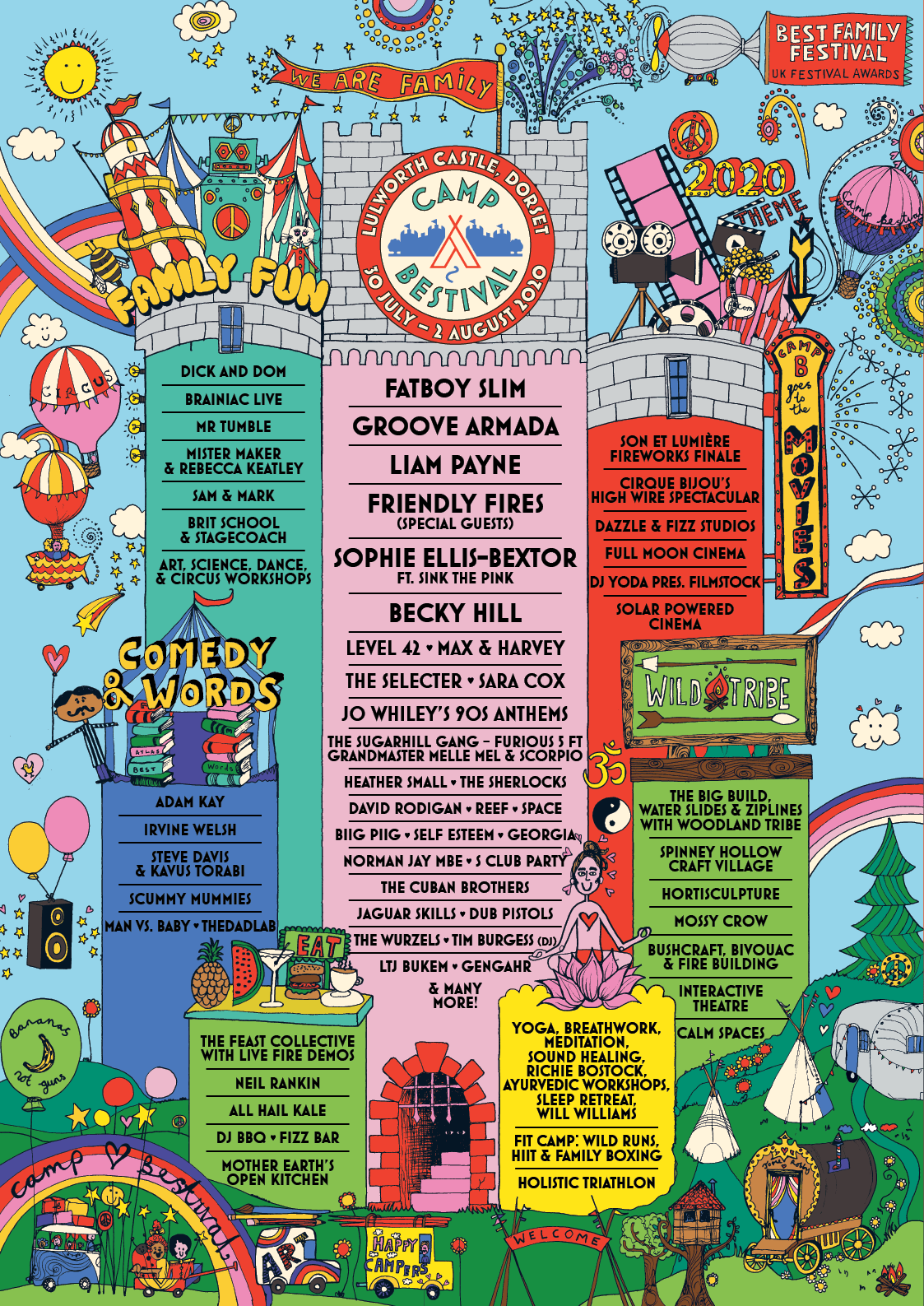 A colorful poster for a comedy theatre show