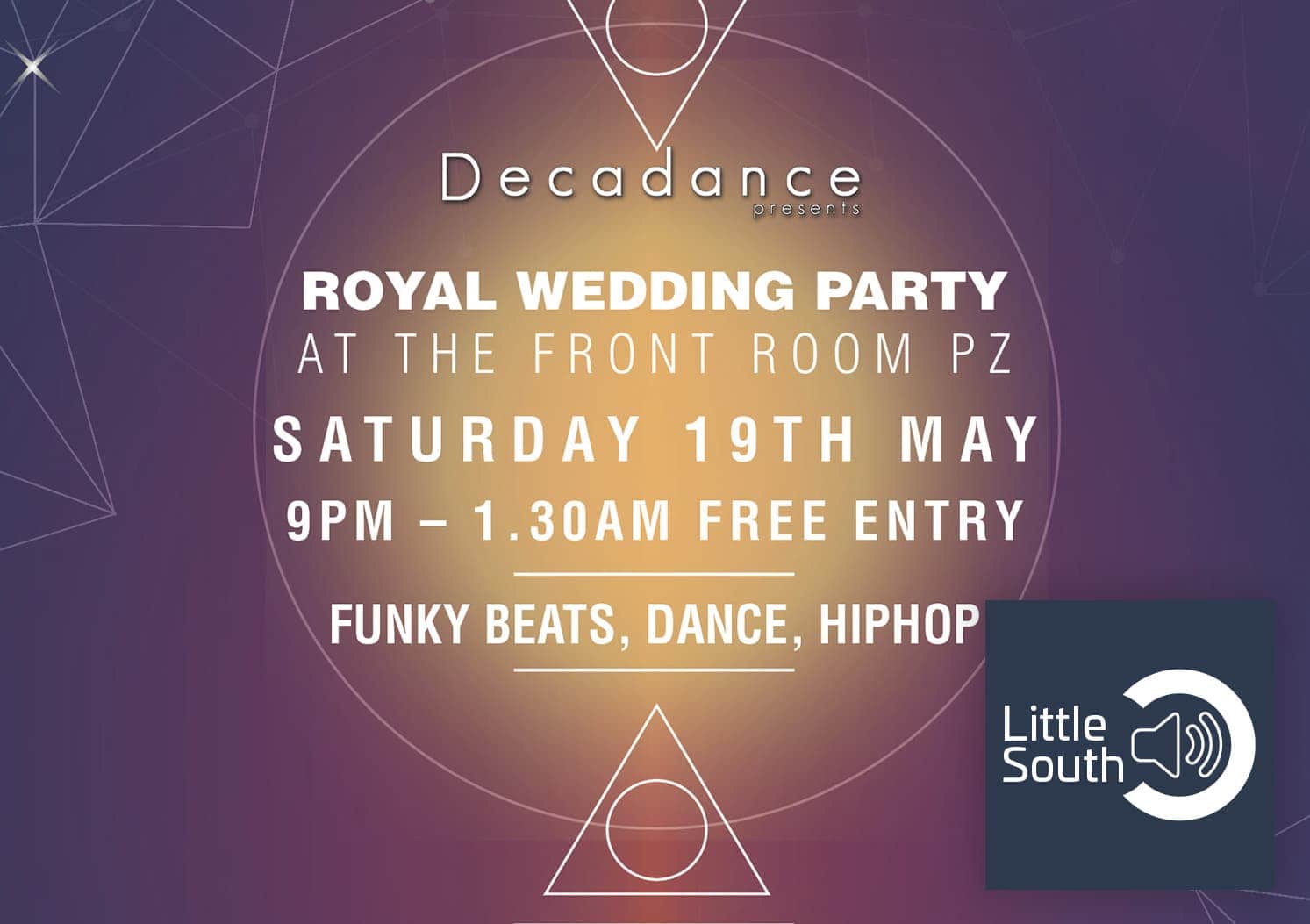 A poster for a royal wedding party on saturday 19th may