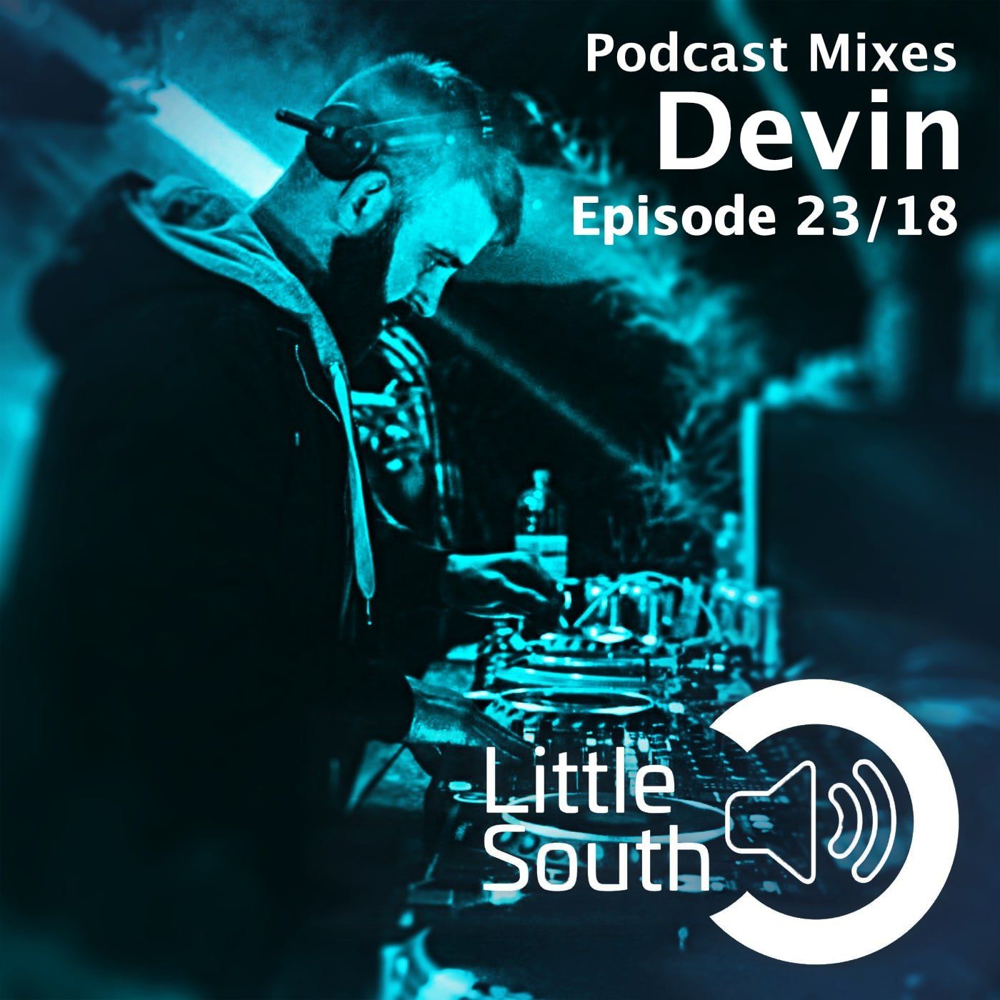 A man wearing headphones is playing music on a little south podcast