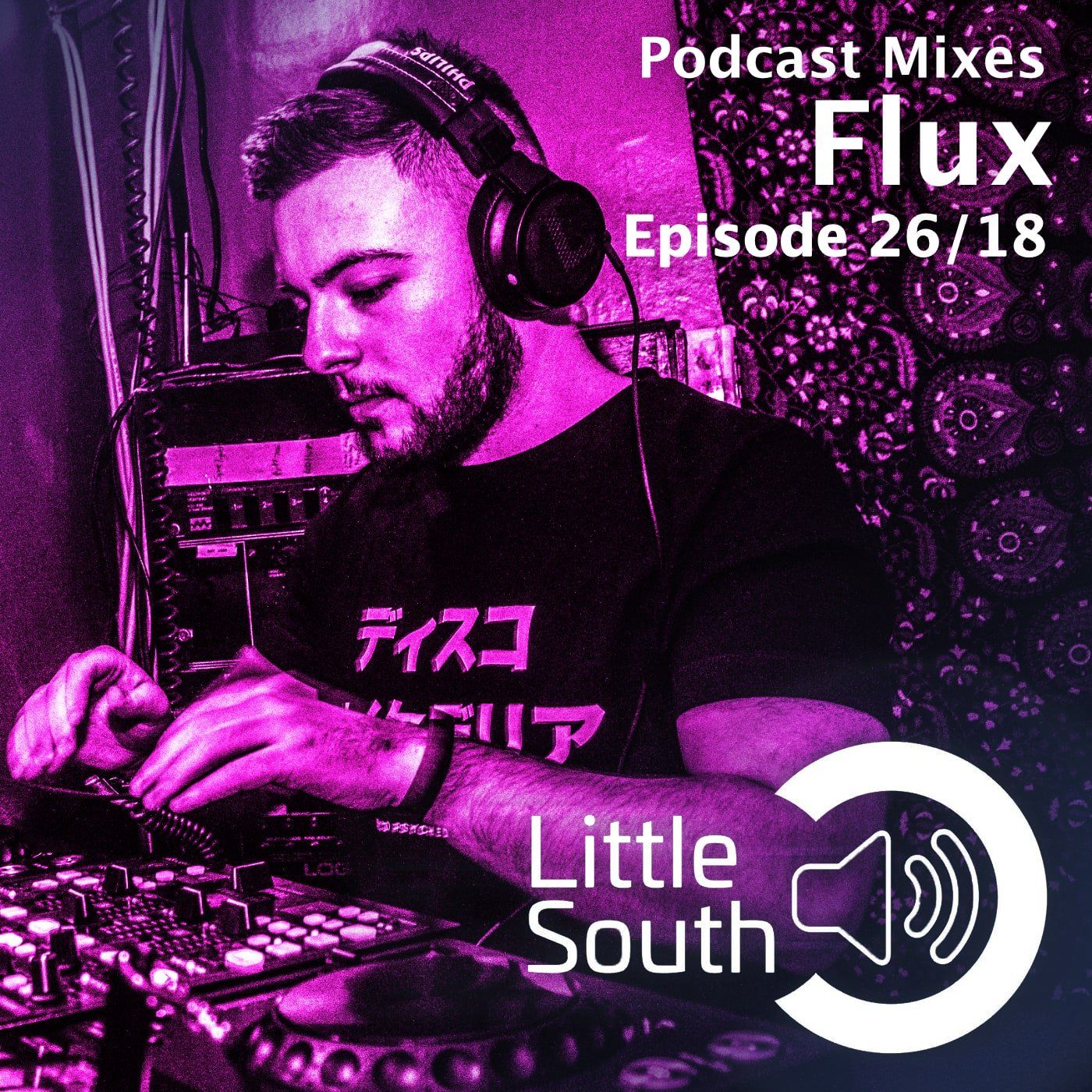 A man wearing headphones is playing music on a mixer.