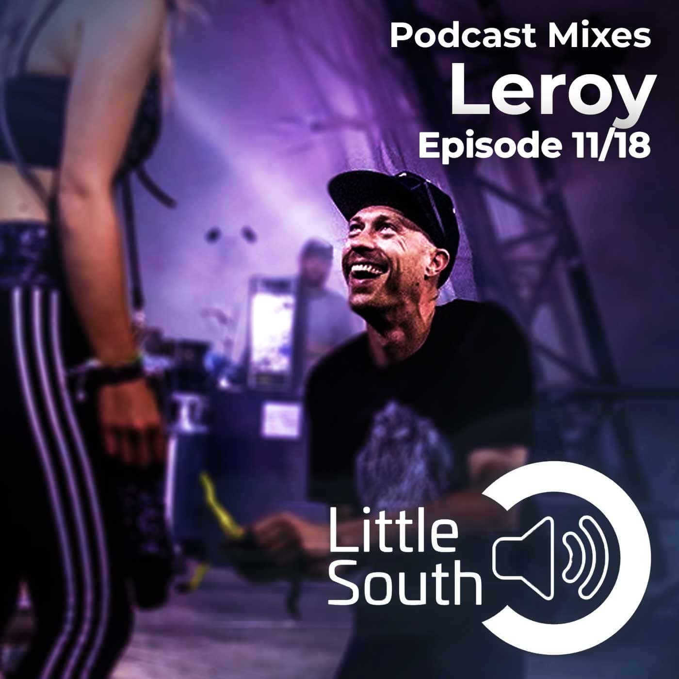 A man is kneeling down in front of a woman on a podcast called little south