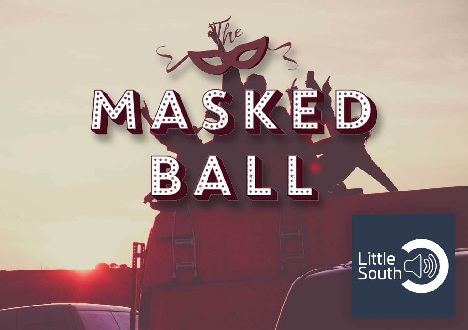 A sign that says the masked ball on it