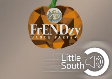 A pumpkin with the words frendzy dance party on it