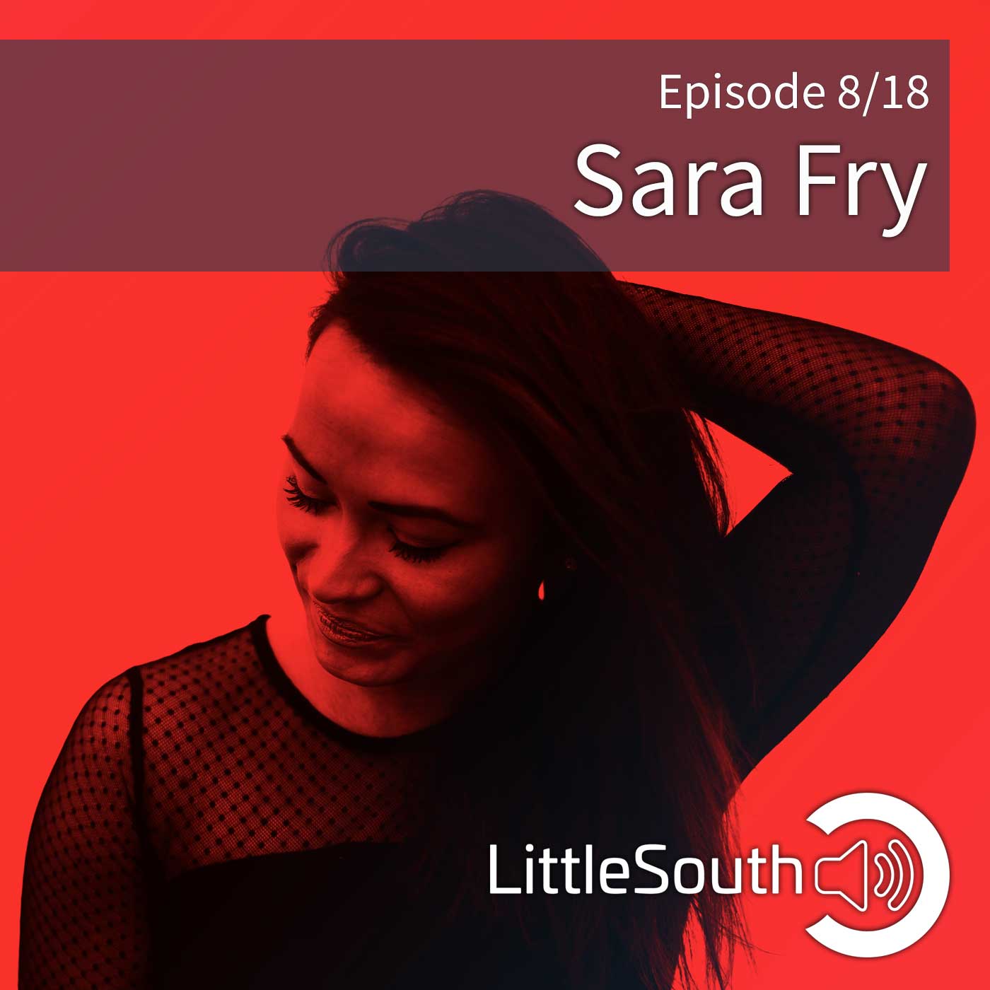 A red background with sara fry written on it