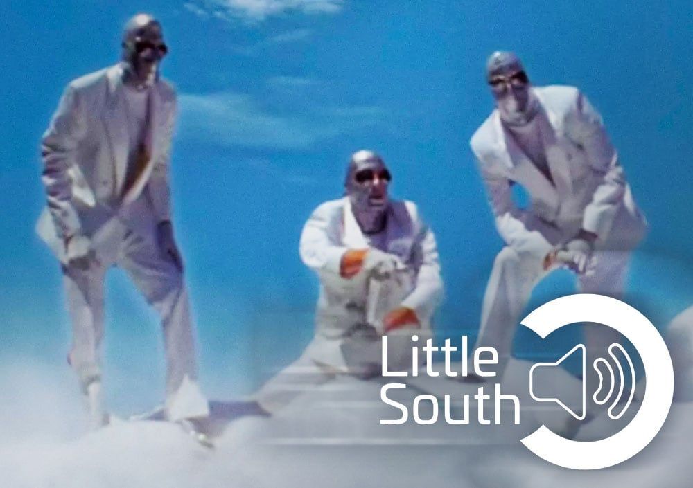 A little south logo with three men in white suits