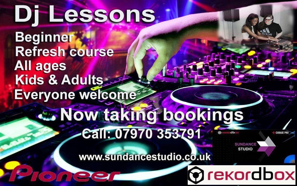 An ad for dj lessons for beginners and refresh courses