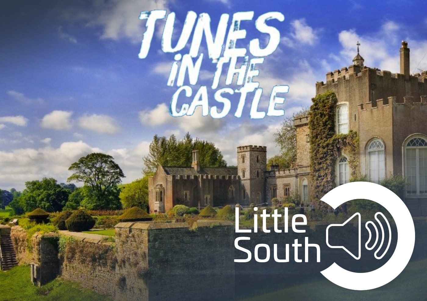 A picture of a castle with the words tunes in the castle little south
