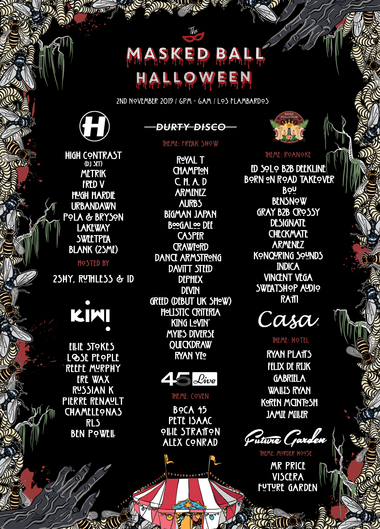 A poster for a masked ball halloween party