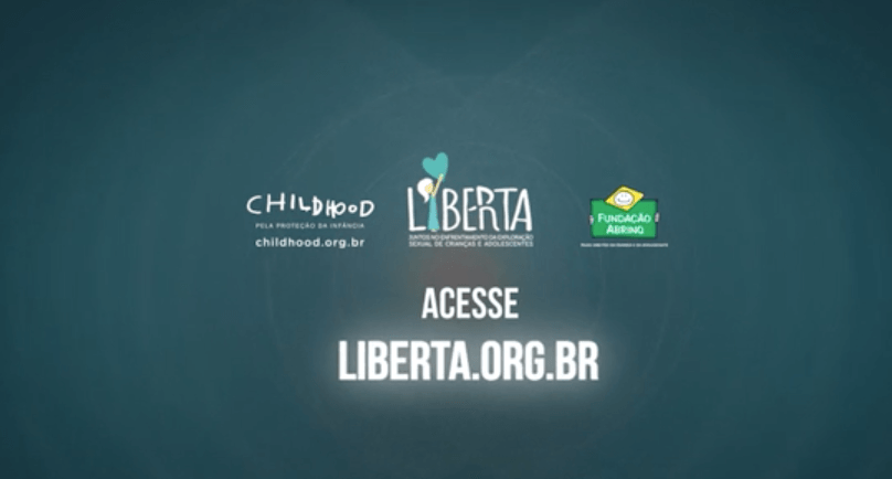 Um fundo azul com as palavras acesse liberta.org.br