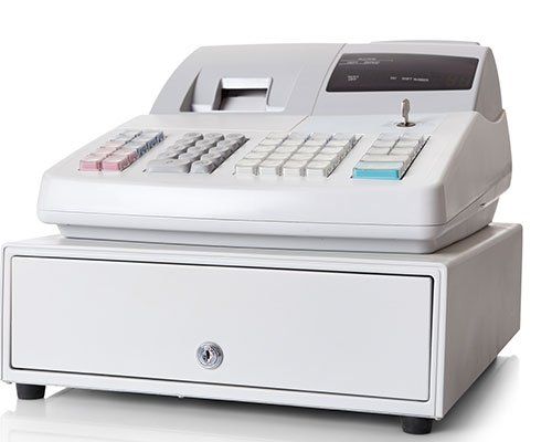 primo piano di un registratore di cassa