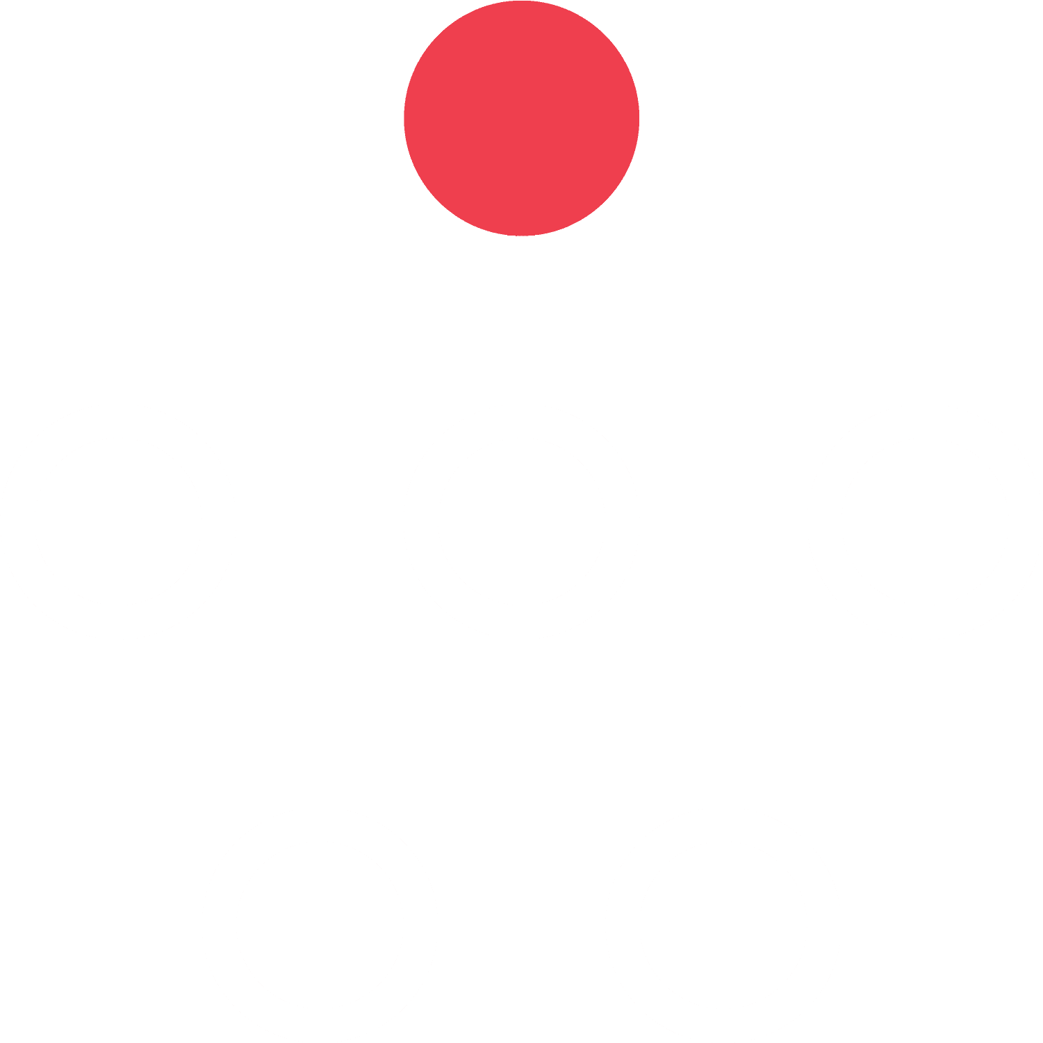 A red circle is floating in the air on a white background.