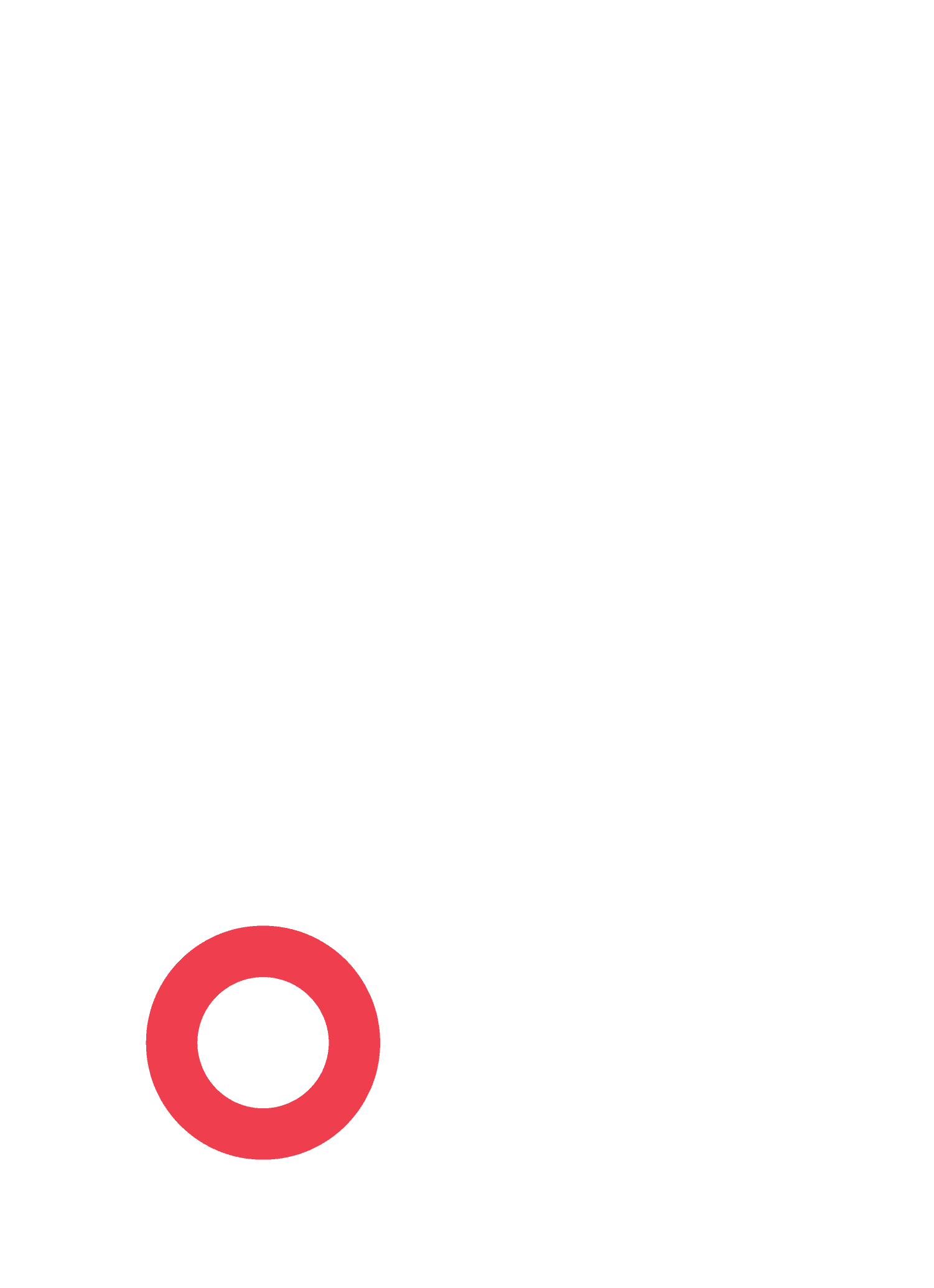 A red circle is floating in the air on a white background.