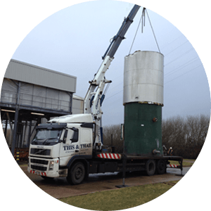 lorry crane used at construction site