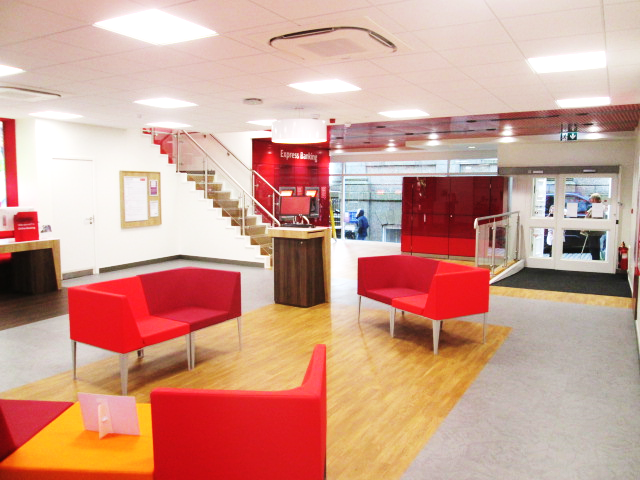 Santander Branch inside view Refurbishment of Bank Cornwall