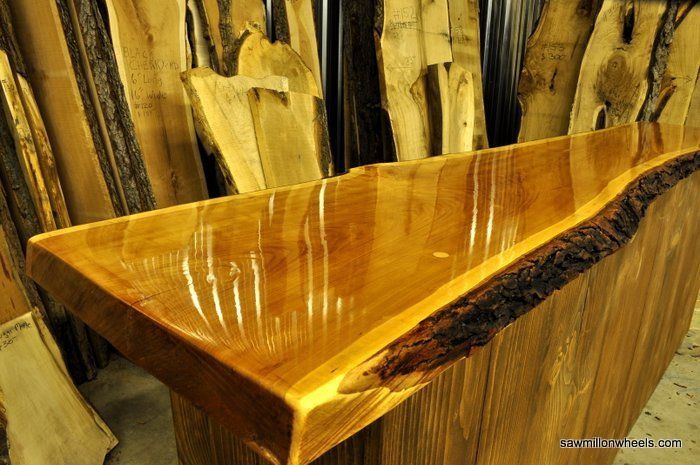 Live Edge wood bar made with Black Cherry.