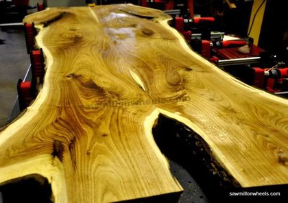 Book matched wood slabs in the Kawarthas 