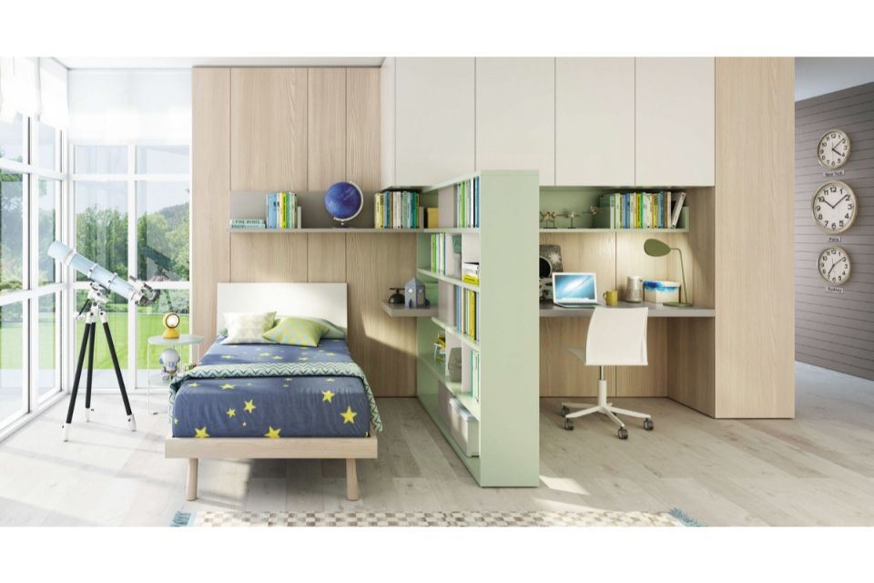cameretta con libreria