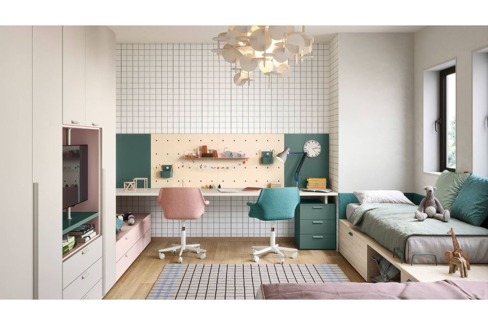 cameretta bianca rosa e verde 2