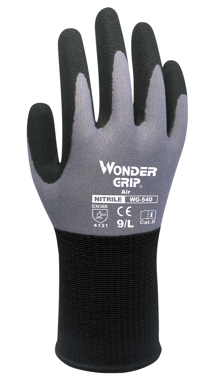 A pair of black and gray gloves on a white background.